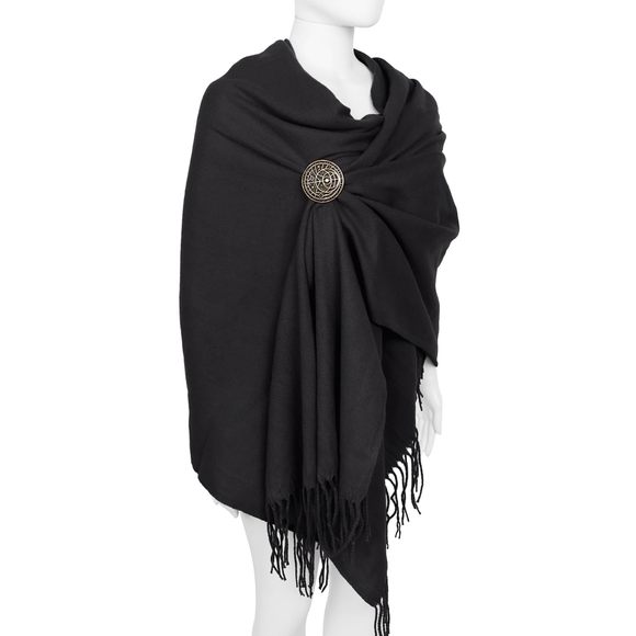Medieval Viking Fringed Shawl Half Shoulder Wrap Roman Cloak With Turtle👋 - Picture 5 of 7